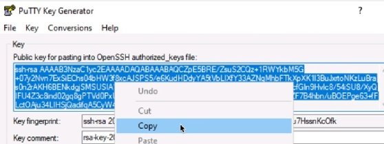 Screenshot of the PUTTY Key Generator window