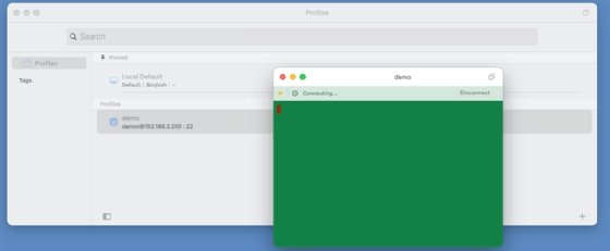 Screenshot of opening a new connection in Core Shell.