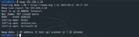 Screenshot of an Nmap scan that shows open ports.