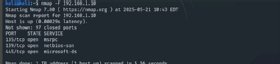 Screenshot of the Nmap scan output for commonly used ports.