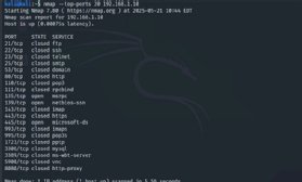 Screenshot of an Nmap scan of 20 commonly used ports.