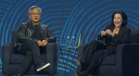 Nvidia's Jensen Huang and Oracle's Safra Catz in discussion at Oracle CloudWorld.