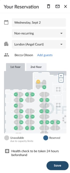 OfficeTogether desk reservation view