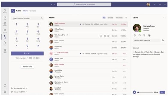 Microsoft Teams Phone interface