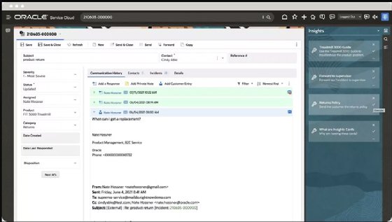 Oracle Service action tiles