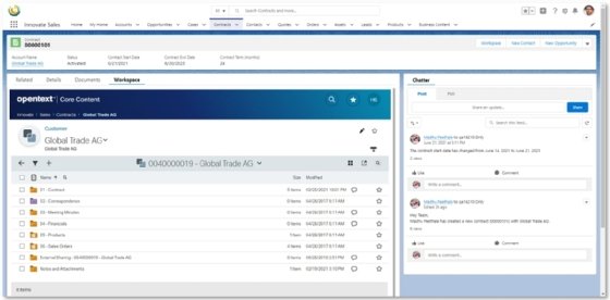 OpenText Core-Salesforce integration