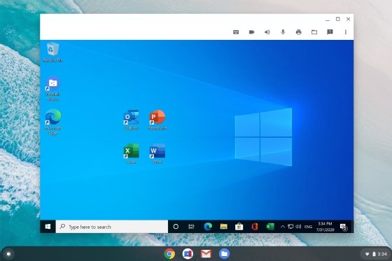 A Windows virtual desktop on Parallels Desktop for Chromebook Enterprise