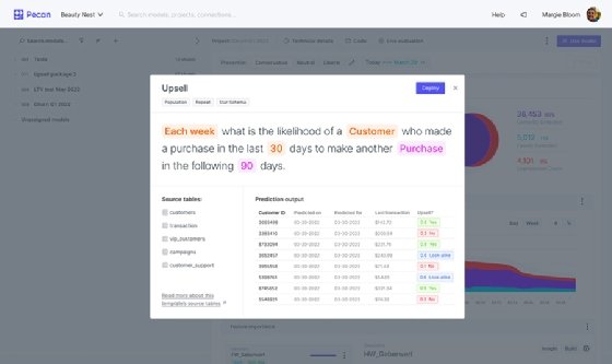 Screenshot of prediction model