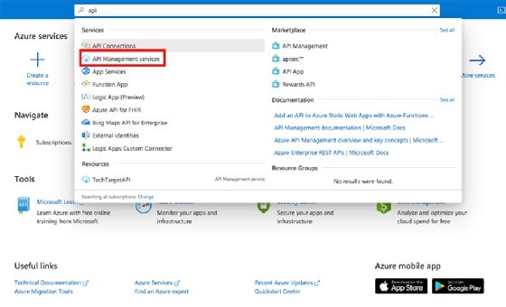 Create an API in Azure Portal - step 1