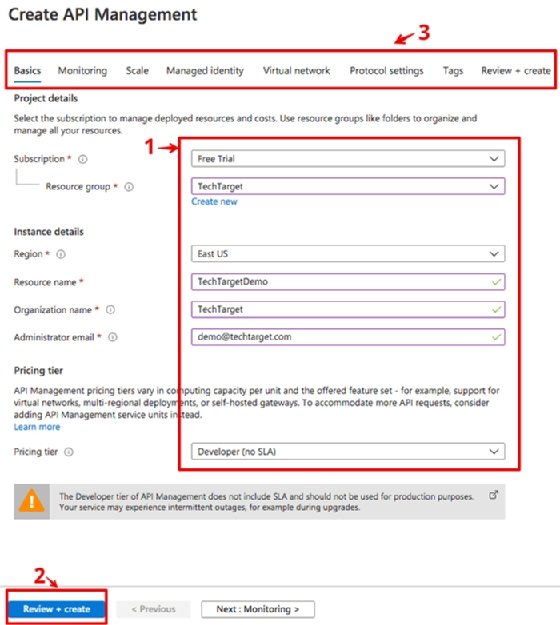 Alt for Portal shots: Create an API in Azure Portal - step 2