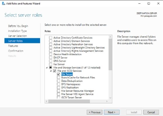 Add the File Server role to each cluster node