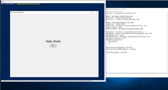 Desktop screengrab of PowerShell script and resulting 