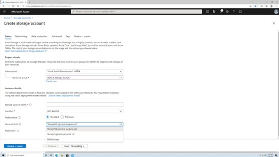 Azure Files storage types.