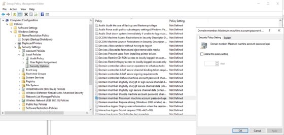 Machine account password changes