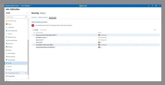enable secured-core settings
