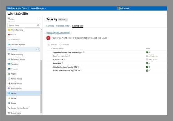 secured-core server settings