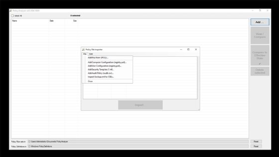 load GPOs for the Policy Analyzer