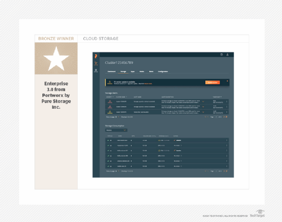 Screenshot of user interface for Enterprise 3.0 from Portworx by Pure Storage.
