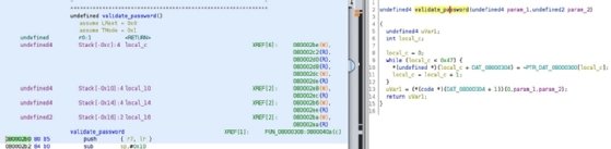 Screenshot of finding a function address in Ghidra