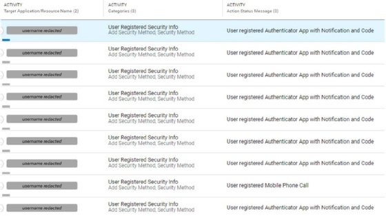 Proofpoint provided examples of MFA manipulation by attackers in Microsoft Azure account takeovers.