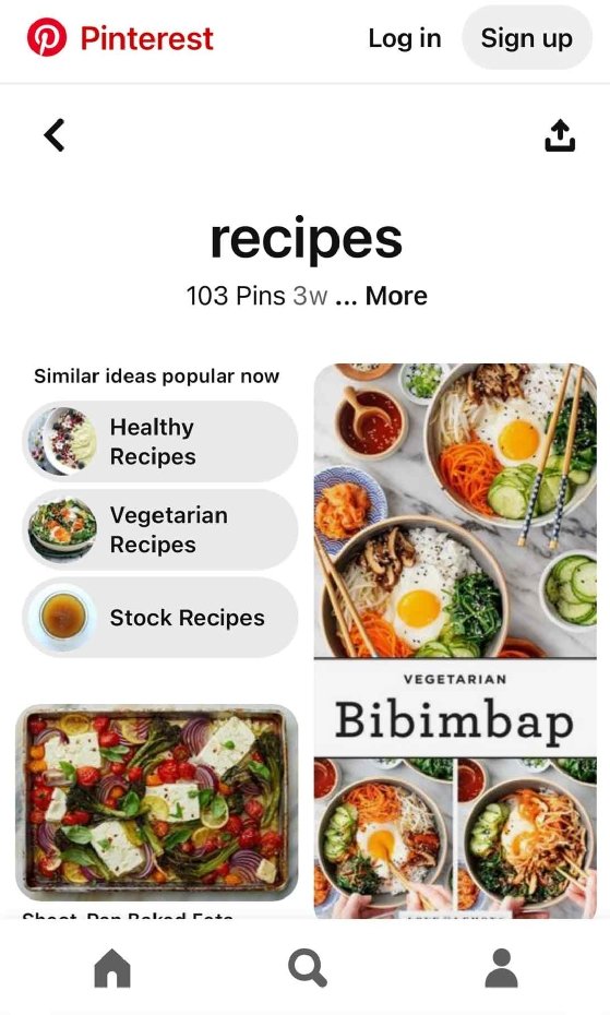 Screenshot of Pinterest