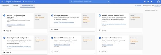 Recommendations dashboard