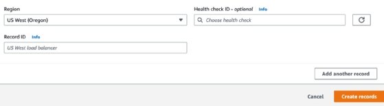 Screenshot of Region, Health check ID and Record ID fields.