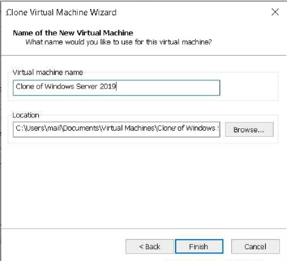 Screenshot of Workstation clone destination folder interface