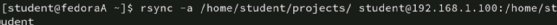 Screenshot of rsync code to push action to a remove server.