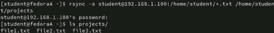 Screenshot of rsync code for a pull action to restore files from remote system.