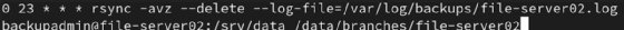 Screenshot of user scheduling backups in rsync