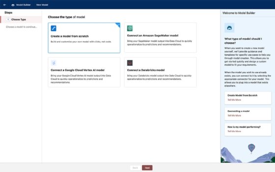 Screenshot of Salesforce Einstein 1 Studio's Model Builder.