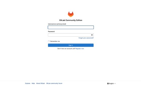 Screenshot of Gitlab login page.