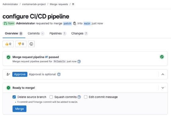 A screenshot from GitLab showing an open merge request.