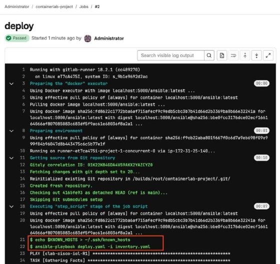 A screenshot from GitLab showing a deploy job.