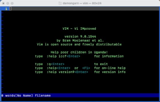 Screenshot of the Vim welcome page