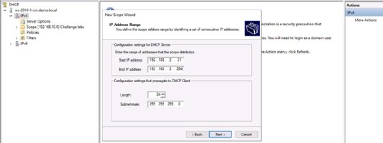 A screenshot showing how to create DHCP scopes.