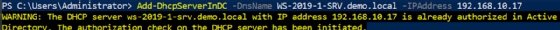 Image showing DHCP server authorization.