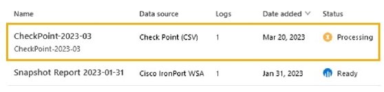 Screenshot showing Cloud Discovery processing log entries