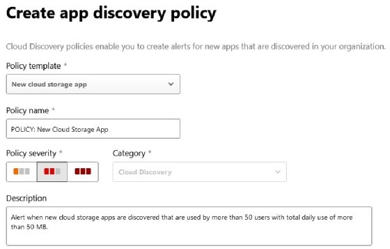 Screenshot showing how to set up policy info in Defender for Cloud Apps