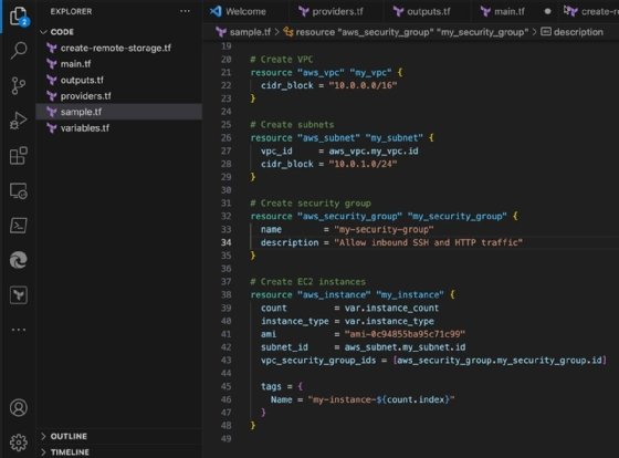 Screenshot of Terraform specifications