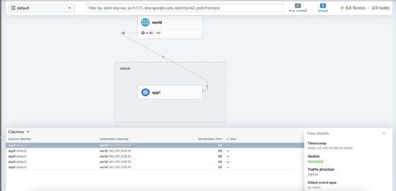 Hubble observe namespace default Hubble UI view