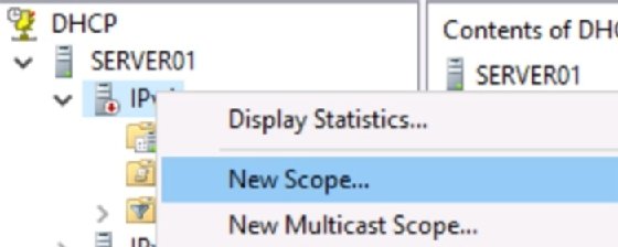Create a new DHCP scope 