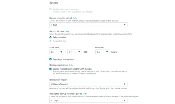 Amazon RDS (Relational Database Service) screenshot 