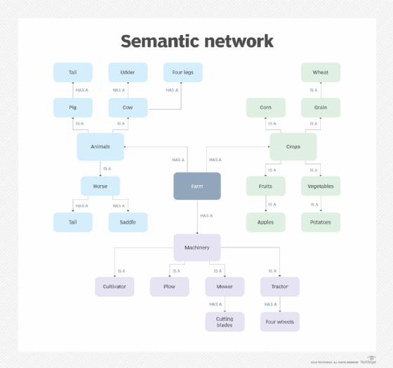 A diagram of a semantic network.