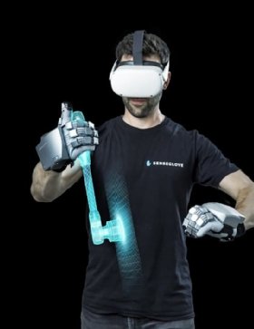Photo of SenseGlove haptic wearable technology used for training