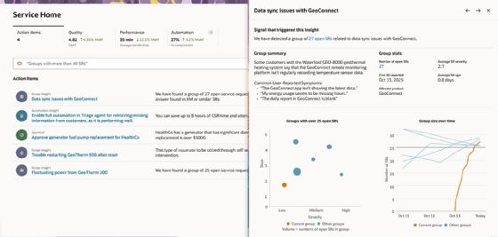 Screenshot of Oracle Service Clustering AI agent