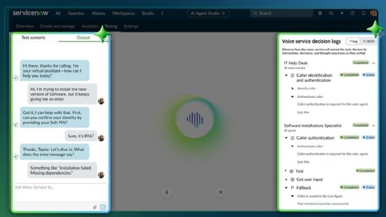 Screenshot of ServiceNow AI Voice Agents