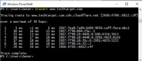 An example of network latency and tracing a route