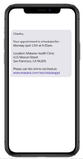 Salesforce vaccine distribution SMS push notification